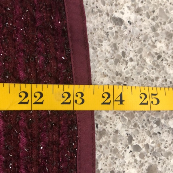 {Loft} Burgundy Fuzzy Sequin Striped Top - Picture 10 of 10
